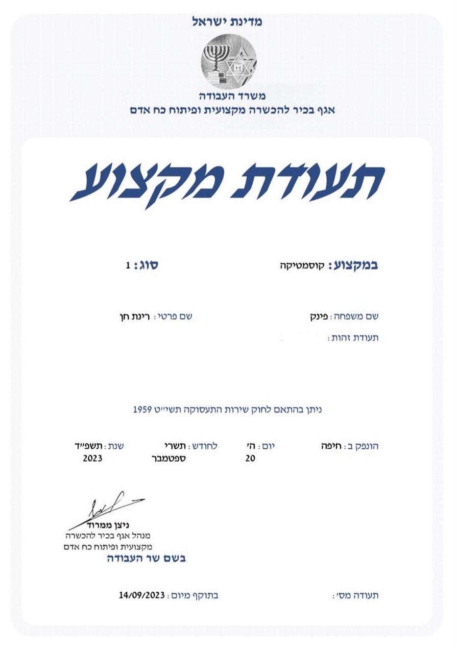 תעודה מקצועית 1